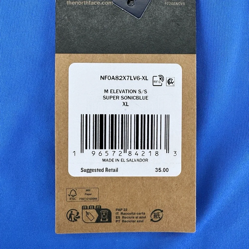 The North Face Elevation FlashDry Mens T Shirt XL Sonic Blue